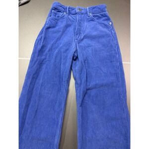 Zara Womens Blue High Waisted Wide Leg Corduroy Pants Size 2